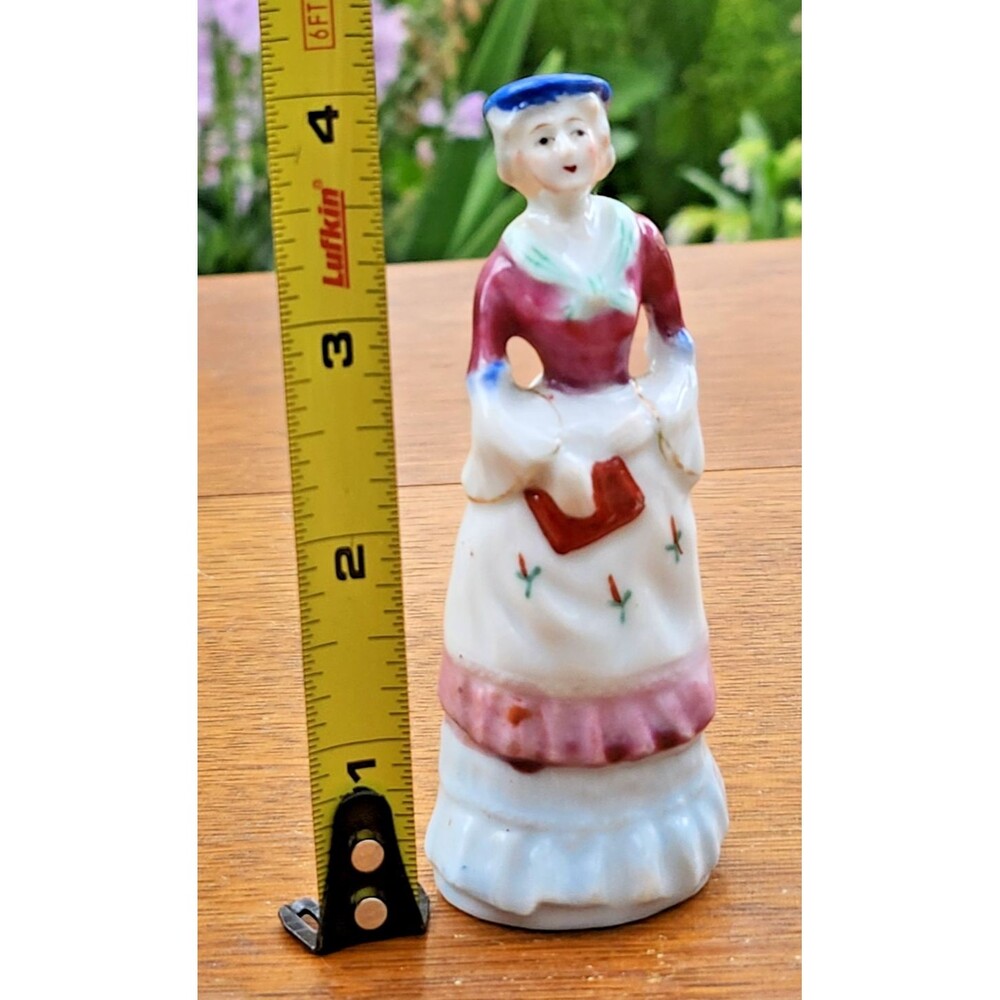 Vtg‎ Japan Glazed Porcelain Victorian Lady Figurine Colonial Woman Statue 4” - Picture 2 of 7